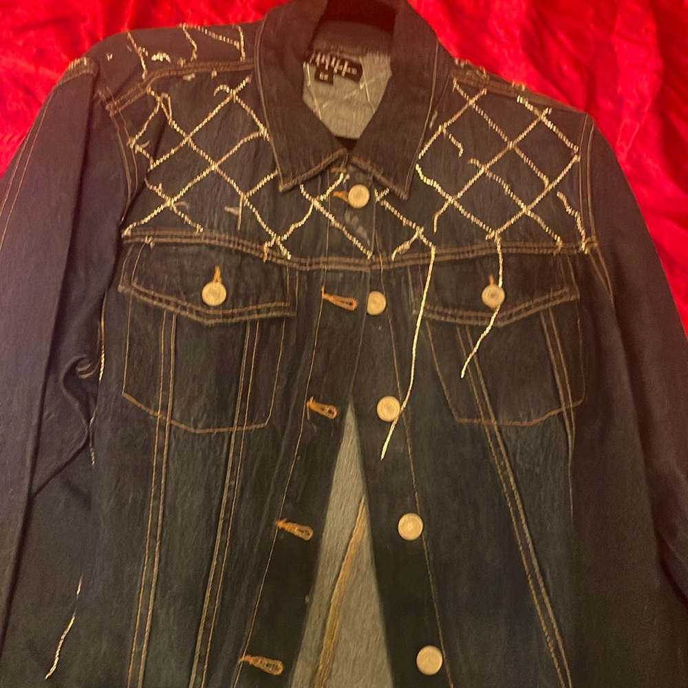 Women's thrill jeans, jean jacket with rhinestones